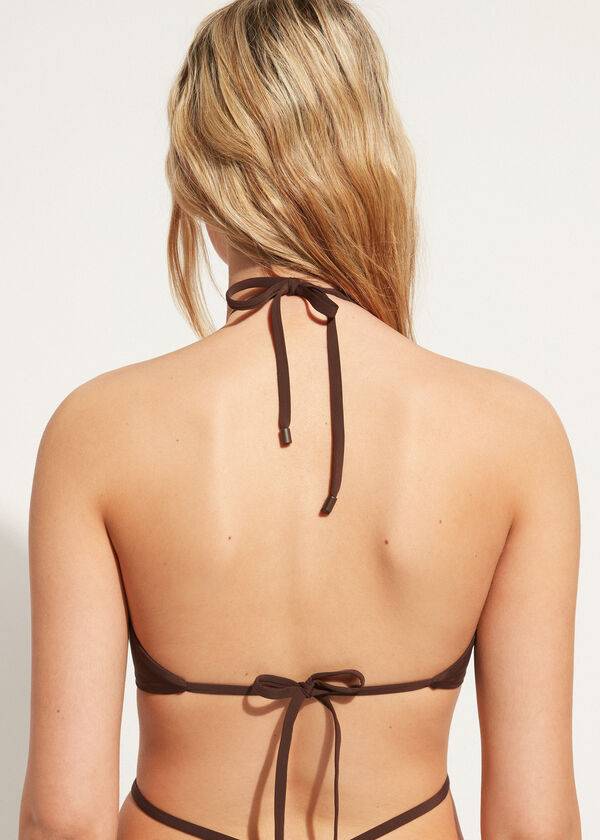 Arriba De Bikini Calzedonia Drawstring Bandeau Islamorada Mujer Cafe Marrones | CL1712NB