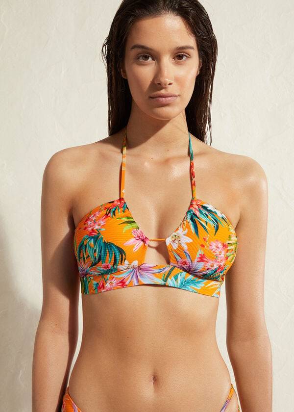 Arriba De Bikini Calzedonia Drawstring Bandeau Rio Eco Mujer Naranjas | CL1713MA