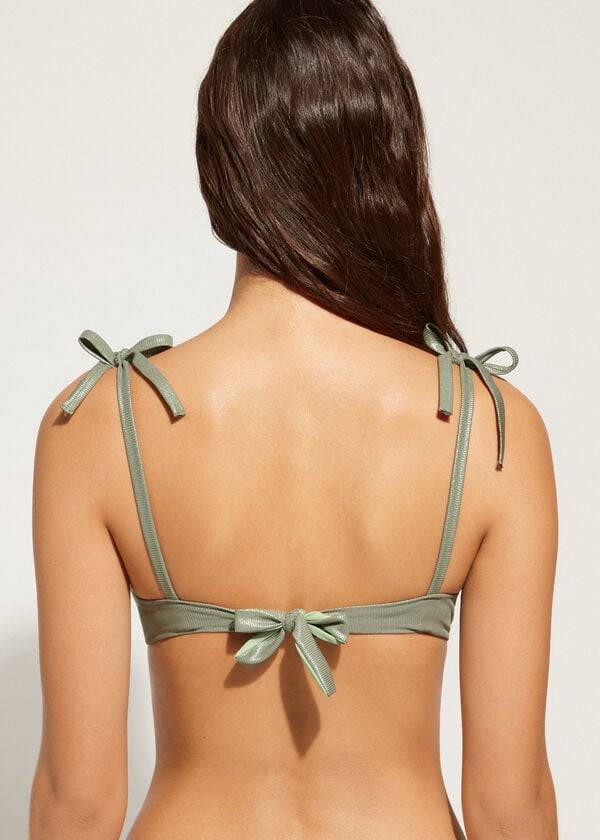 Arriba De Bikini Calzedonia Graduated Acolchado Push Up Antigua Mujer Verde | CL1716EX