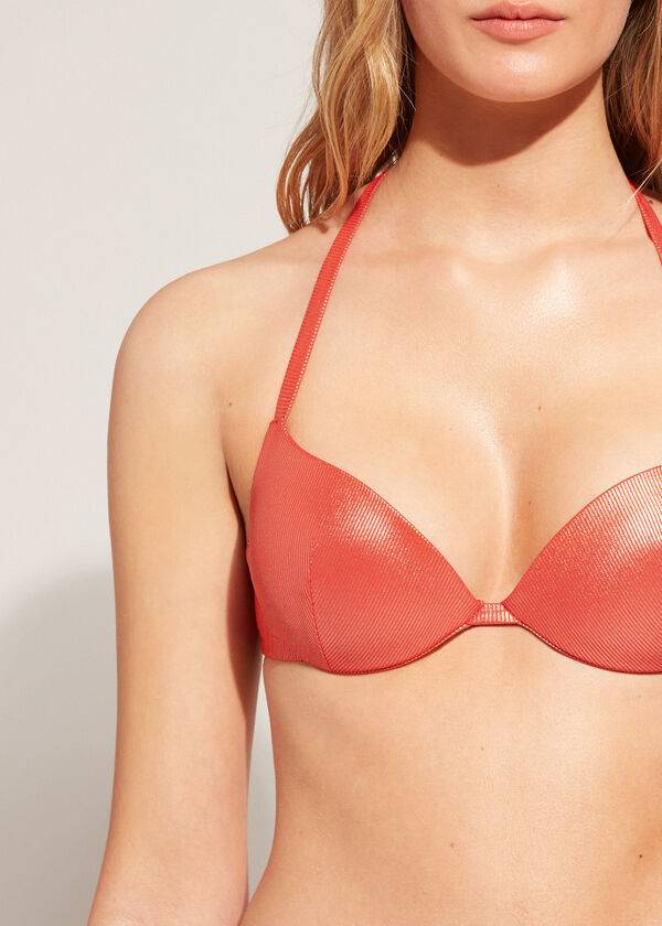 Arriba De Bikini Calzedonia Graduated Acolchado Push Up Antigua Mujer Coral Naranjas | CL1717RW