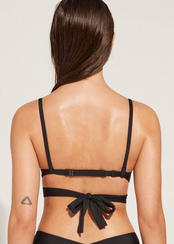 Arriba De Bikini Calzedonia Graduated Acolchado Push Up Indonesia Mujer Negras | CL1720UT