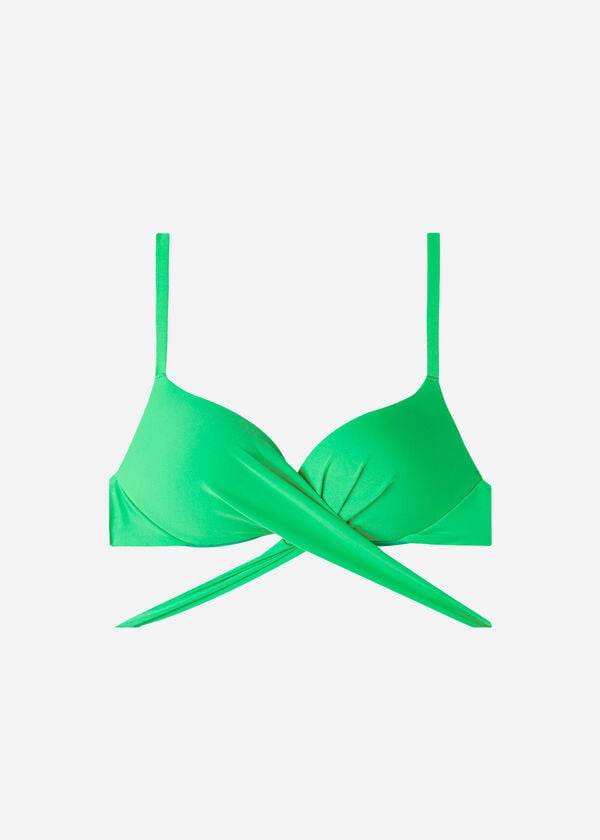 Arriba De Bikini Calzedonia Graduated Acolchado Push Up Indonesia Mujer Verde | CL1721IS