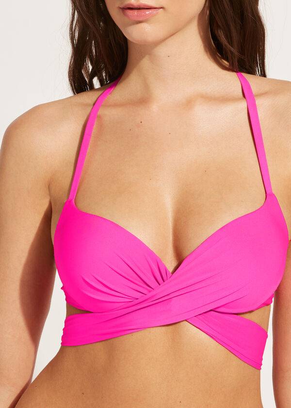 Arriba De Bikini Calzedonia Graduated Acolchado Push Up Indonesia Mujer Rosas | CL1722OR