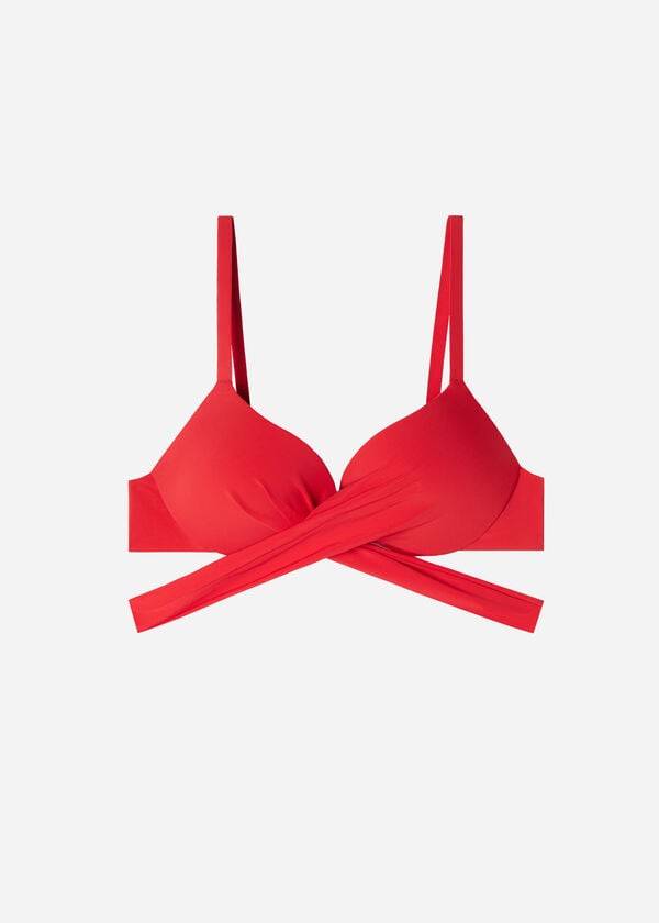 Arriba De Bikini Calzedonia Graduated Acolchado Push Up Indonesia Mujer Rojas | CL1725SO
