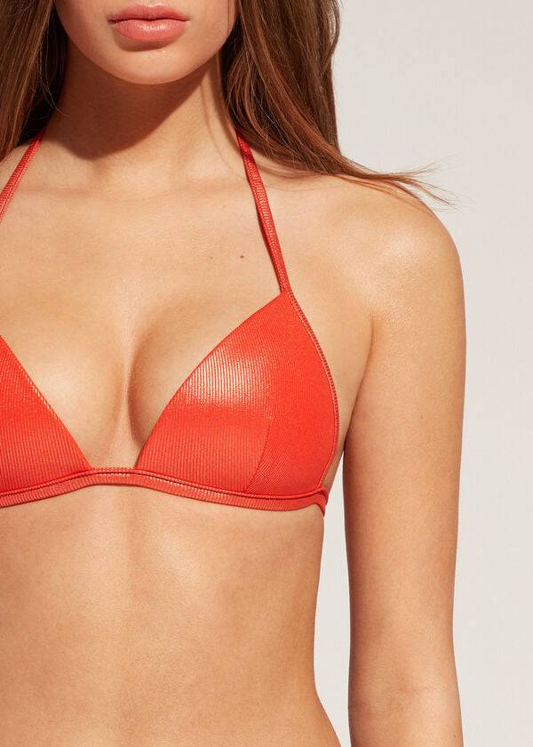 Arriba De Bikini Calzedonia Graduated Acolchado Triangle Antigua Mujer Coral Naranjas | CL1730JJ