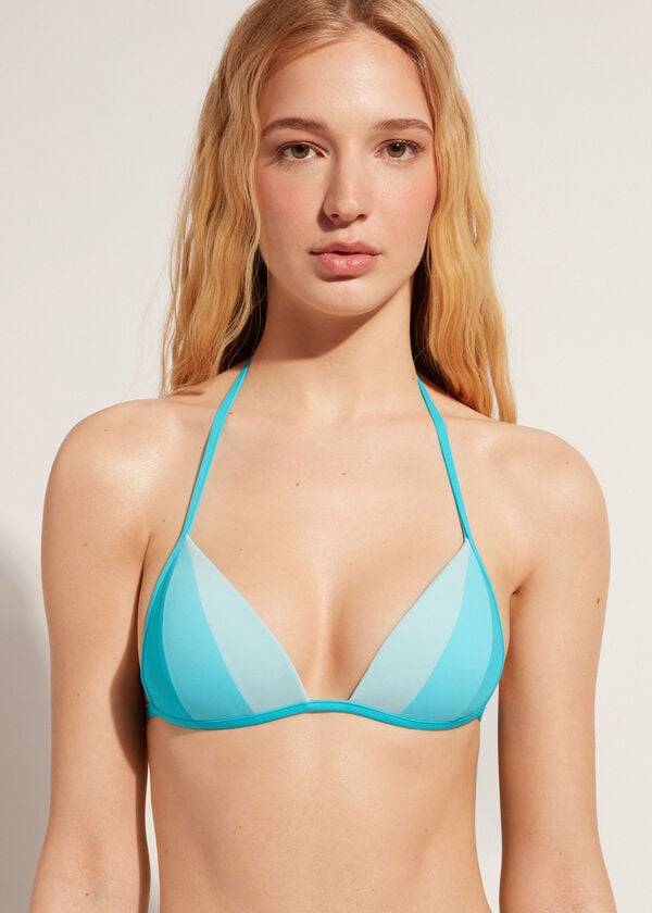 Arriba De Bikini Calzedonia Graduated Acolchado Triangle Azzorre Mujer Turquesa | CL1731KI