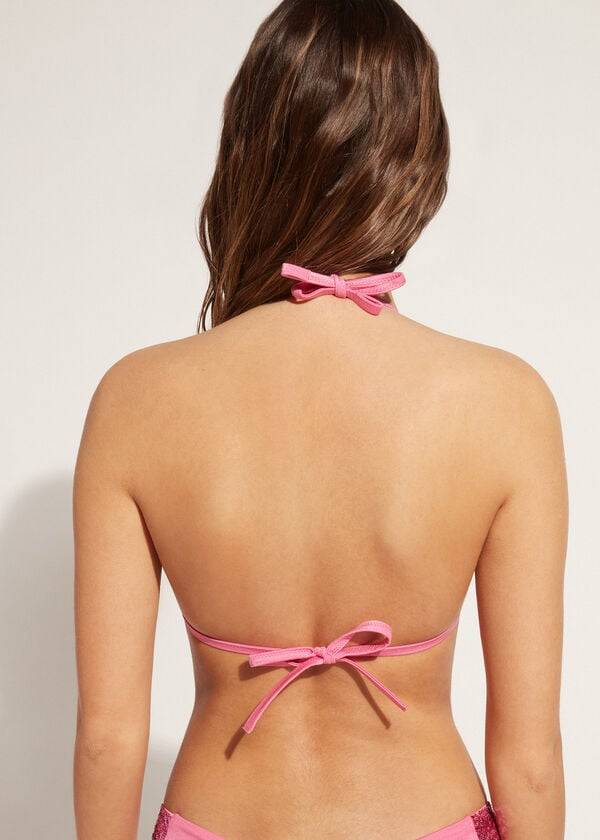 Arriba De Bikini Calzedonia Graduated Acolchado Triangle Cannes Mujer Rosas | CL1734XF