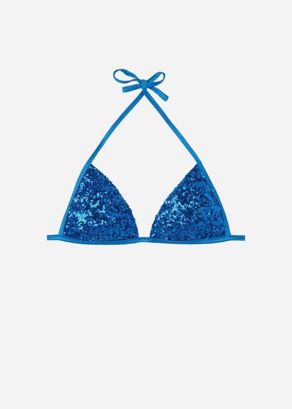 Arriba De Bikini Calzedonia Graduated Acolchado Triangle Cannes Mujer Azules | CL1735CE