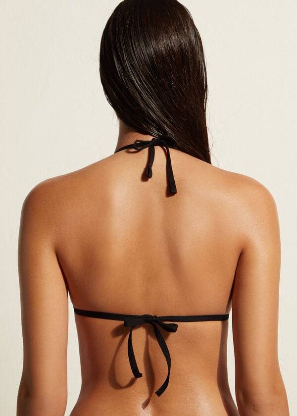 Arriba De Bikini Calzedonia Graduated Acolchado Triangle Casablanca Mujer Negras | CL1736VD