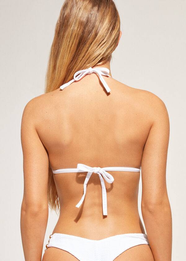Arriba De Bikini Calzedonia Graduated Acolchado Triangle Casablanca Mujer Blancas | CL1739MA