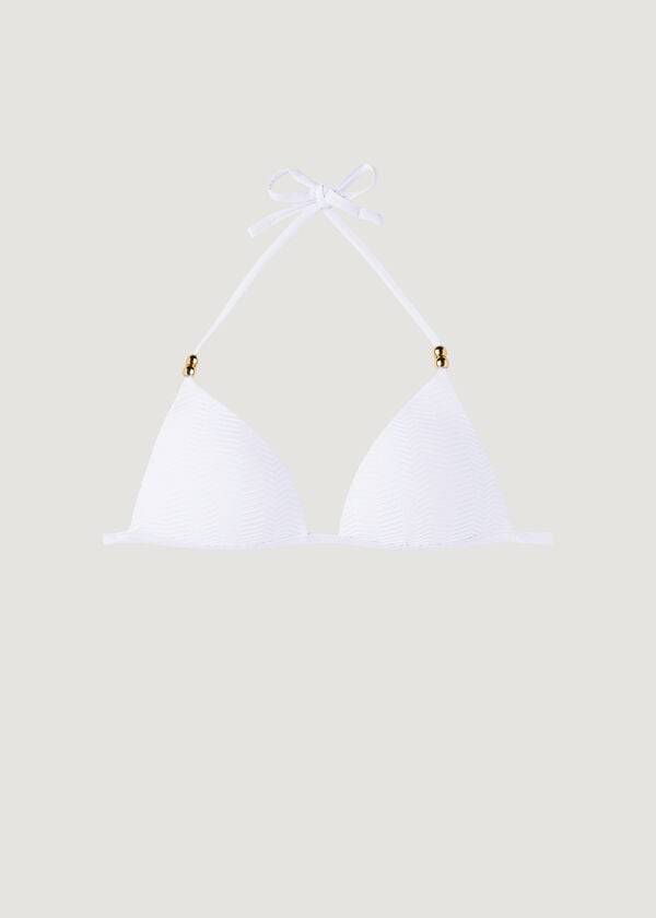 Arriba De Bikini Calzedonia Graduated Acolchado Triangle Casablanca Mujer Blancas | CL1739MA