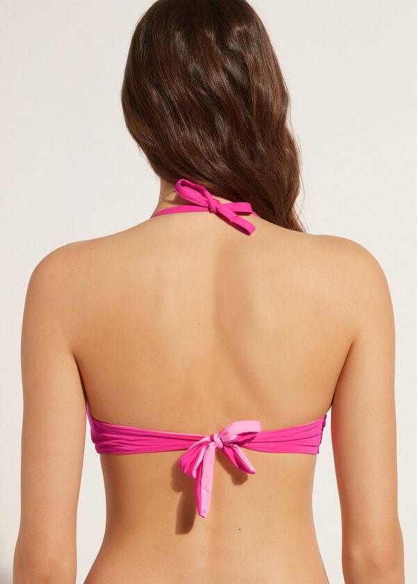 Arriba De Bikini Calzedonia Graduated Soft Crisscross Acolchado Triangle Indonesia Mujer Rosas | CL1756JJ