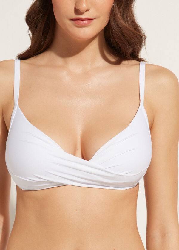 Arriba De Bikini Calzedonia Graduated Soft Crisscross Acolchado Triangle Indonesia Mujer Blancas | CL1757KI