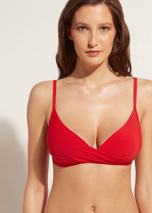 Arriba De Bikini Calzedonia Graduated Soft Crisscross Acolchado Triangle Indonesia Mujer Rojas | CL1759ZG