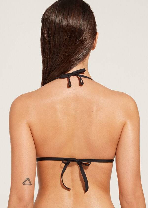 Arriba De Bikini Calzedonia Graduated Soft Acolchado Triangle Indonesia Mujer Negras | CL1760XF