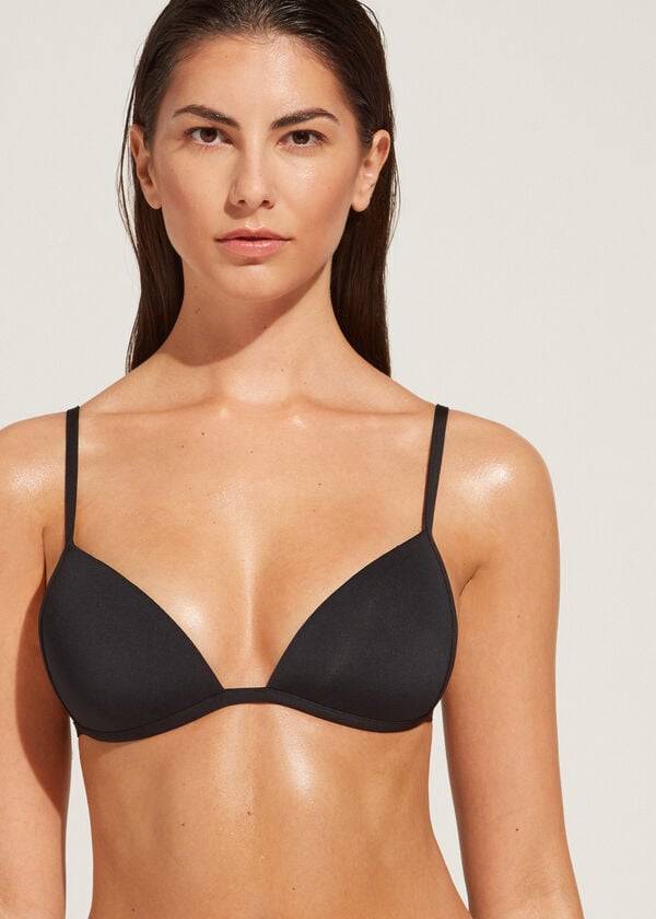 Arriba De Bikini Calzedonia Graduated Soft Acolchado Triangle Indonesia Mujer Negras | CL1760XF