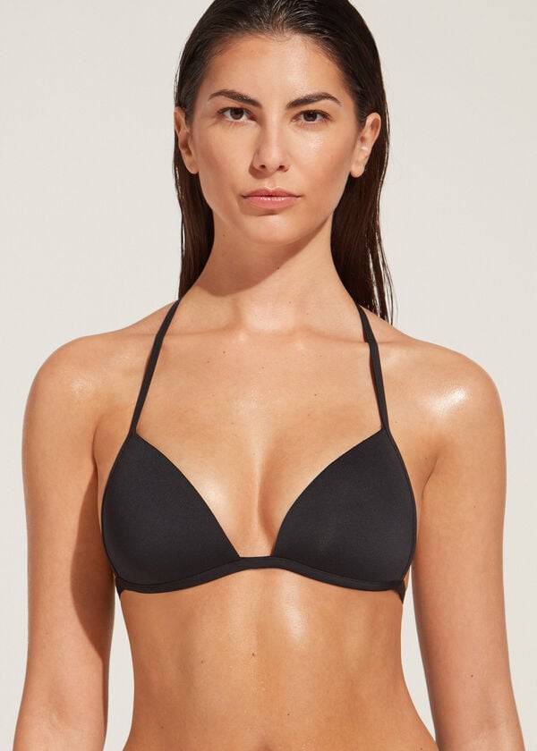 Arriba De Bikini Calzedonia Graduated Soft Acolchado Triangle Indonesia Mujer Negras | CL1760XF