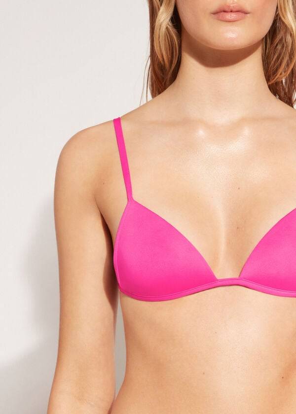 Arriba De Bikini Calzedonia Graduated Soft Acolchado Triangle Indonesia Mujer Rosas | CL1762VD
