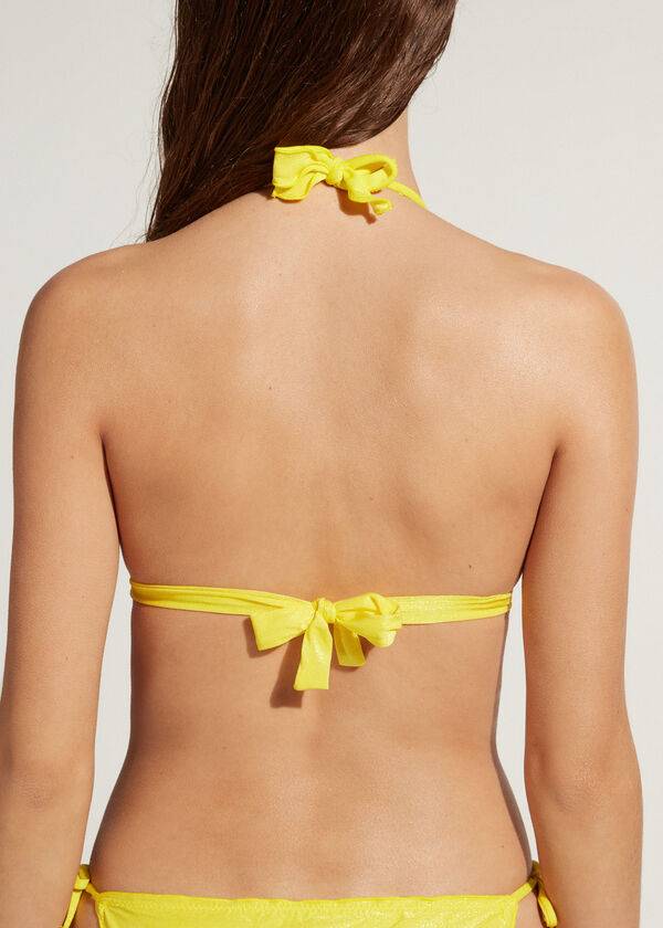 Arriba De Bikini Calzedonia Graduated Triangle Formentera Mujer Amarillo | CL1767WY