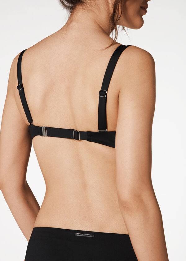 Arriba De Bikini Calzedonia Indonesia C-Cup Balconette Drawstring Mujer Negras | CL1771YU