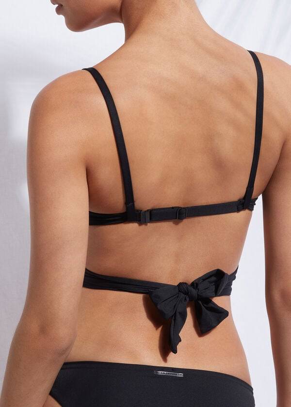 Arriba De Bikini Calzedonia Indonesia Push Up Criss-Cross Straps Mujer Negras | CL1774OR