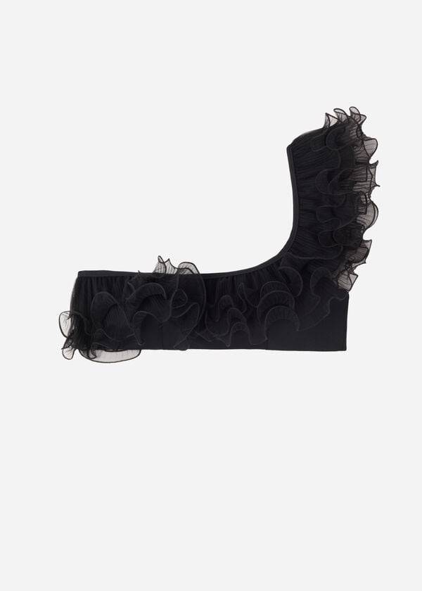Arriba De Bikini Calzedonia Lightly Acolchado Single Correa Bandeau Singapore Mujer Negras | CL1779FM
