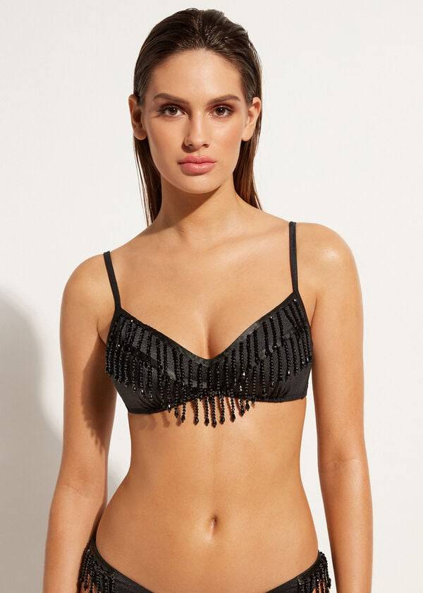 Arriba De Bikini Calzedonia Lightly Acolchado Tank-Estilo Taipei Mujer Negras | CL1780GL
