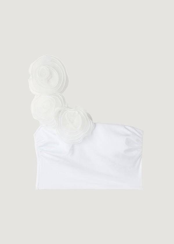 Arriba De Bikini Calzedonia One-Shoulder Bandeau Bora Bora Mujer Blancas | CL1782JJ