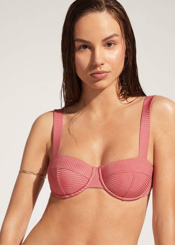 Arriba De Bikini Calzedonia Push-Up Bandeau Biarritz Mujer Marrones | CL1953YU