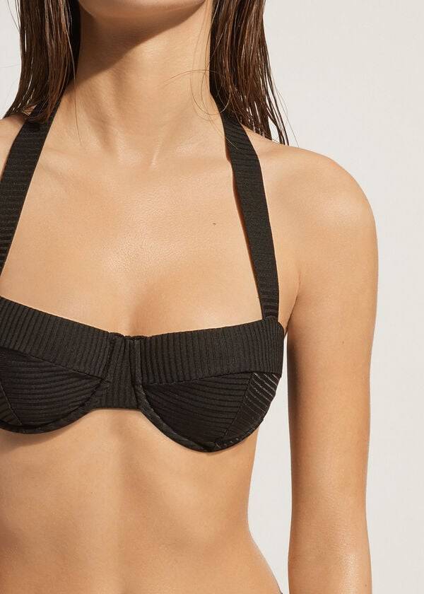 Arriba De Bikini Calzedonia Push-Up Bandeau Parigi Mujer Negras | CL1955IS