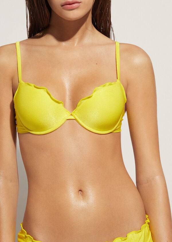 Arriba De Bikini Calzedonia Push Up Formentera Mujer Amarillo | CL1942XF