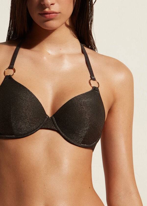 Arriba De Bikini Calzedonia Push Up Hollywood Mujer Negras | CL1943CE