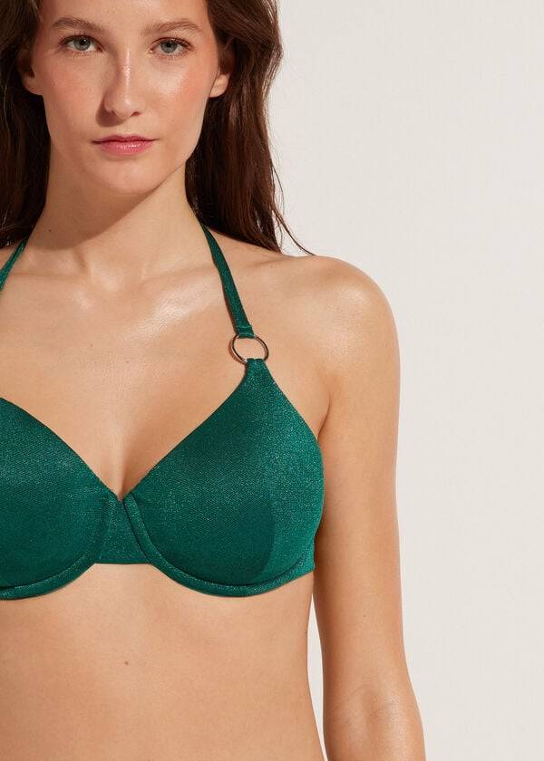 Arriba De Bikini Calzedonia Push Up Hollywood Mujer Verde | CL1944VD