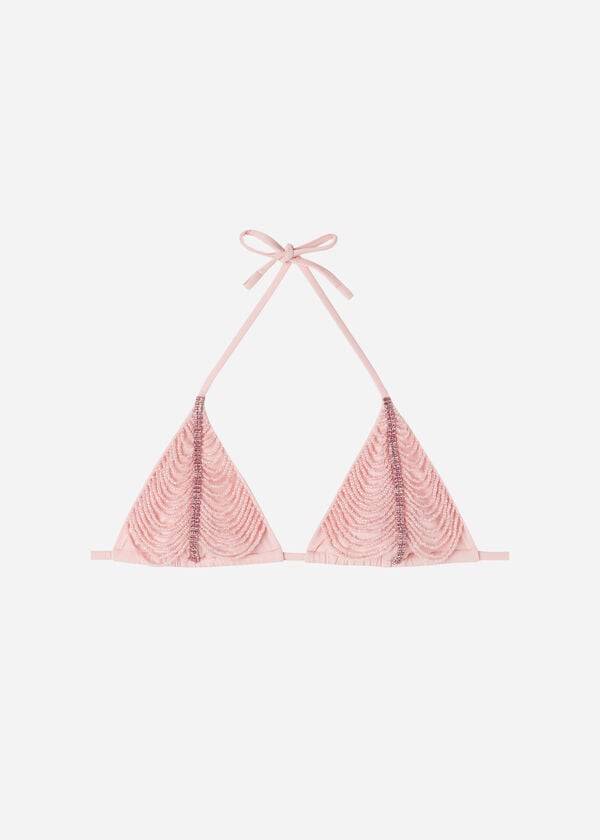 Arriba De Bikini Calzedonia Rhinestone Beaded Chanclas Triangle Manila Mujer Rosas | CL1957PQ