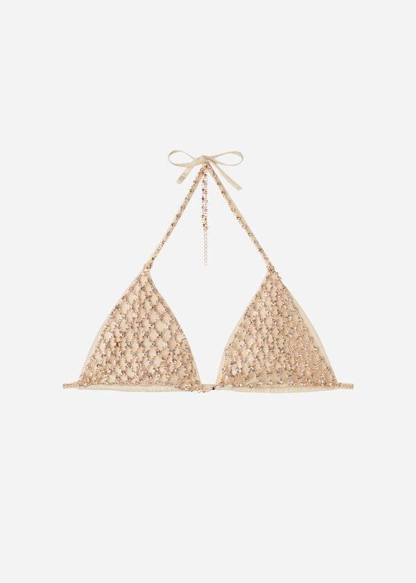Arriba De Bikini Calzedonia Rhinestone Triangle String Luxor Mujer Doradas | CL1958AP