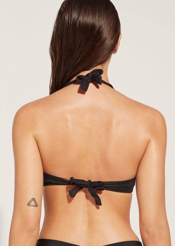 Arriba De Bikini Calzedonia Soft Acolchado Triangle Indonesia Mujer Negras | CL1964JJ