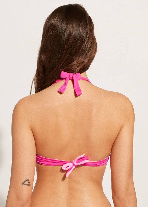 Arriba De Bikini Calzedonia Soft Acolchado Triangle Indonesia Mujer Rosas | CL1966LH