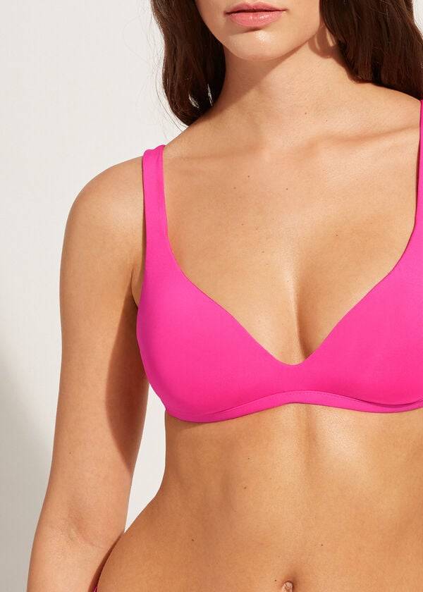 Arriba De Bikini Calzedonia Soft Acolchado Triangle Indonesia Mujer Rosas | CL1966LH
