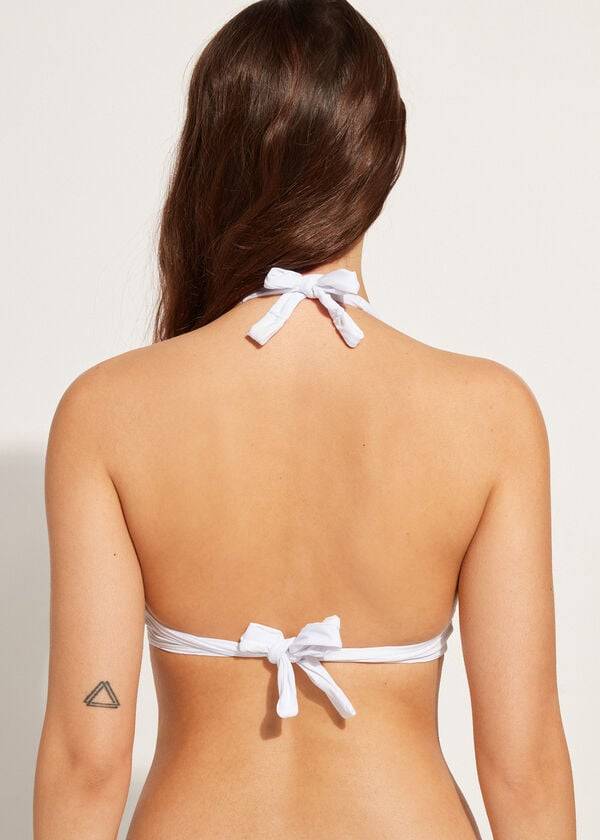 Arriba De Bikini Calzedonia Soft Acolchado Triangle Indonesia Mujer Blancas | CL1967ZG