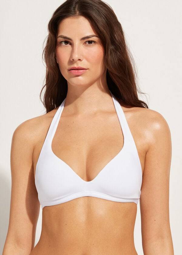 Arriba De Bikini Calzedonia Soft Acolchado Triangle Indonesia Mujer Blancas | CL1967ZG