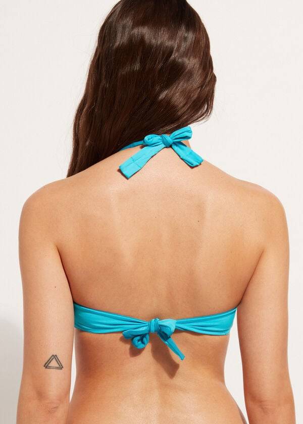 Arriba De Bikini Calzedonia Soft Acolchado Triangle Indonesia Mujer Turquesa | CL1968XF
