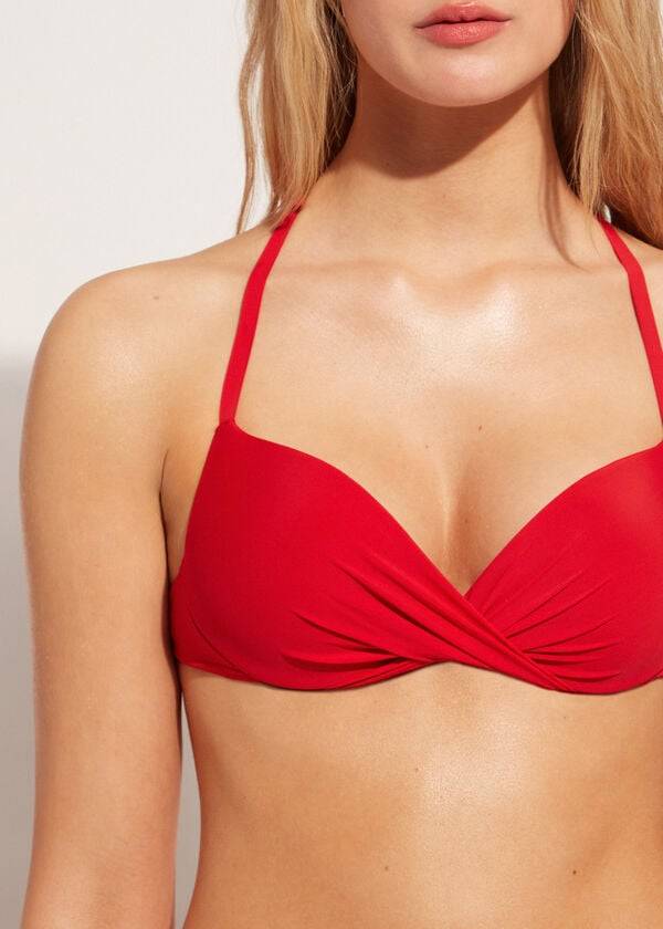 Arriba De Bikini Calzedonia Soft Graduated Super Acolchado Push-up Indonesia Mujer Rojas | CL1961FM