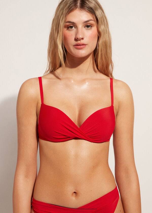 Arriba De Bikini Calzedonia Soft Graduated Super Acolchado Push-up Indonesia Mujer Rojas | CL1961FM