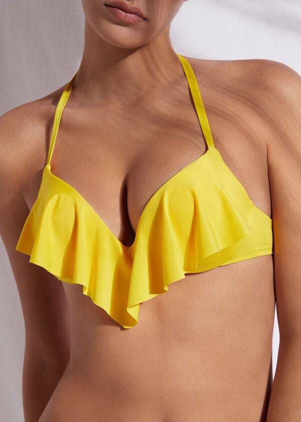 Arriba De Bikini Calzedonia Super Acolchado Push Up Indonesia Eco rosa Mujer Amarillo | CL1979YU