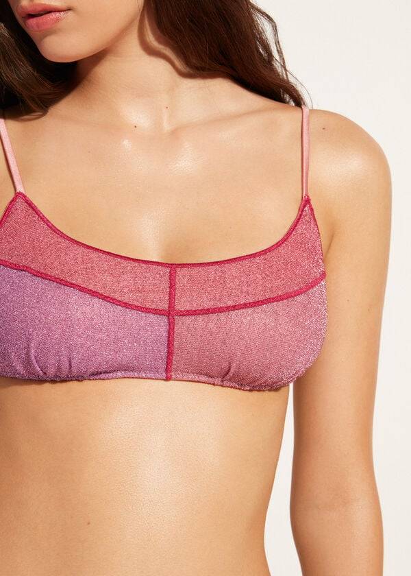 Arriba De Bikini Calzedonia Tank Estilo Lamé Lisbona Mujer Rosas | CL1997BC