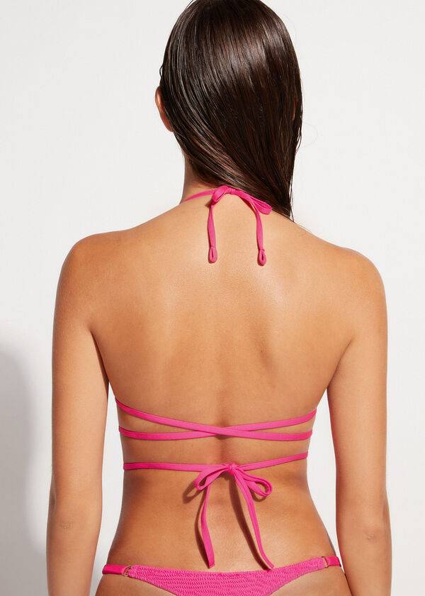 Arriba De Bikini Calzedonia Triangle Chanclas String Miami Mujer Rosas | CL2020XF