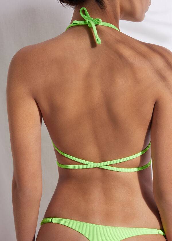 Arriba De Bikini Calzedonia Triangle Chanclas String New York Mujer Verde | CL2022VD