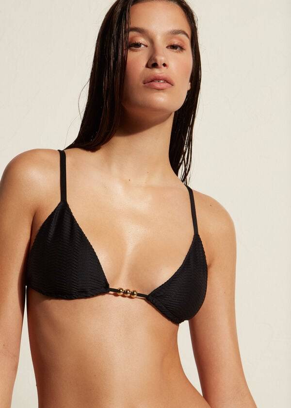 Arriba De Bikini Calzedonia Triangle String Casablanca Mujer Negras | CL2029RW