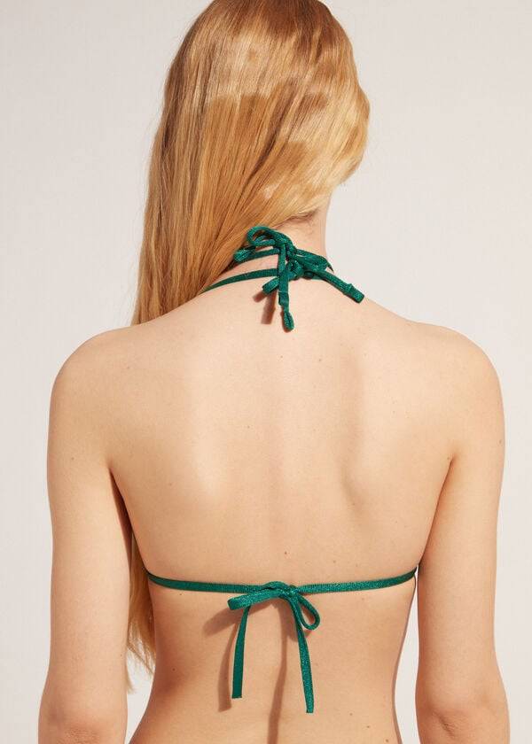 Arriba De Bikini Calzedonia Triangle String Hollywood Mujer Verde | CL2034OR