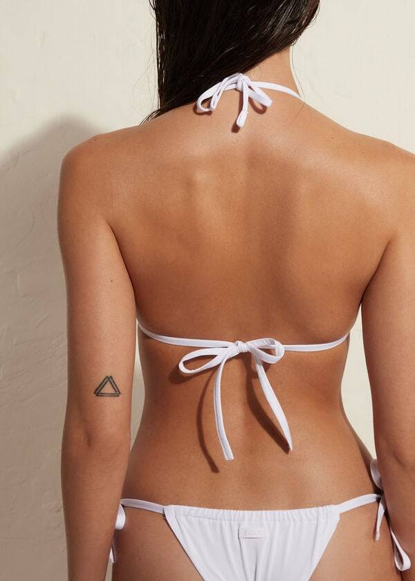 Arriba De Bikini Calzedonia Triangle String Indonesia Eco rosa Mujer Blancas | CL2040GL